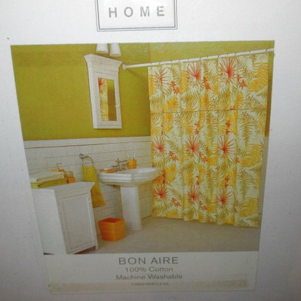 Vtg Liz Claiborne Bon Aire Shower Curtain Cotton Floral Tropical Cottagecore NOS